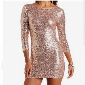 Pink/rose gold sequin dress